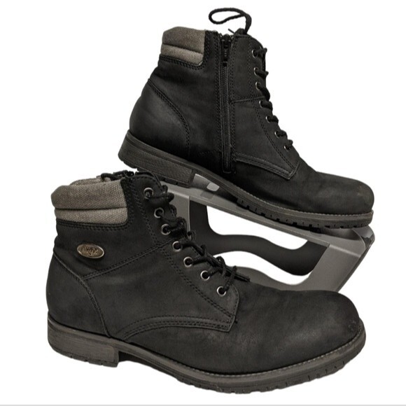 Lugz Monroe Boots Men 8.5 Drifter Water Resistant Ankle Lace Memory Foam Black - Picture 1 of 12